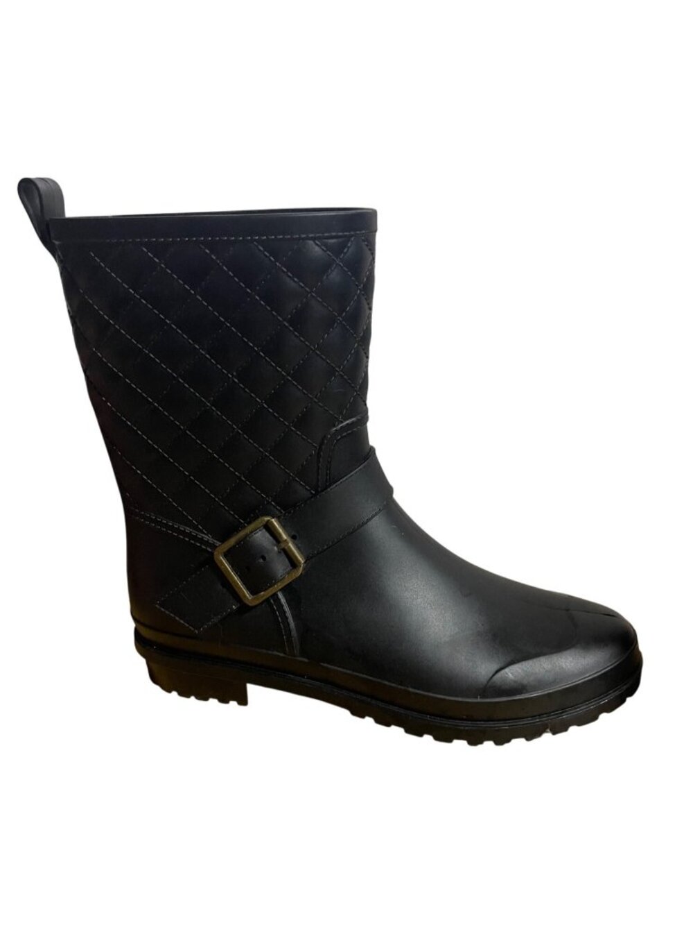 Capelli New York Matte Solid Black Quilted Mid-Calf Rain Boots Size 8